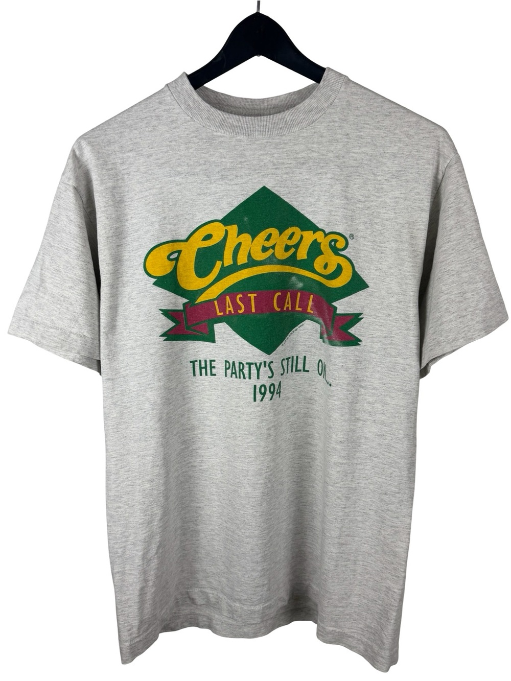 Vintage 1994 Cheers Last Call Restaurant Promo Grey Graphic Shirt Size L